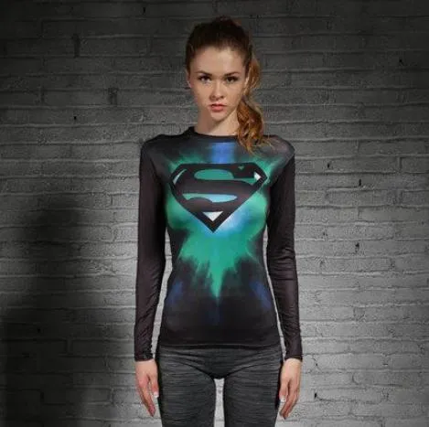 Supergirl 'Tie-Dye/Black' Compression Long Sleeve Rash Guard