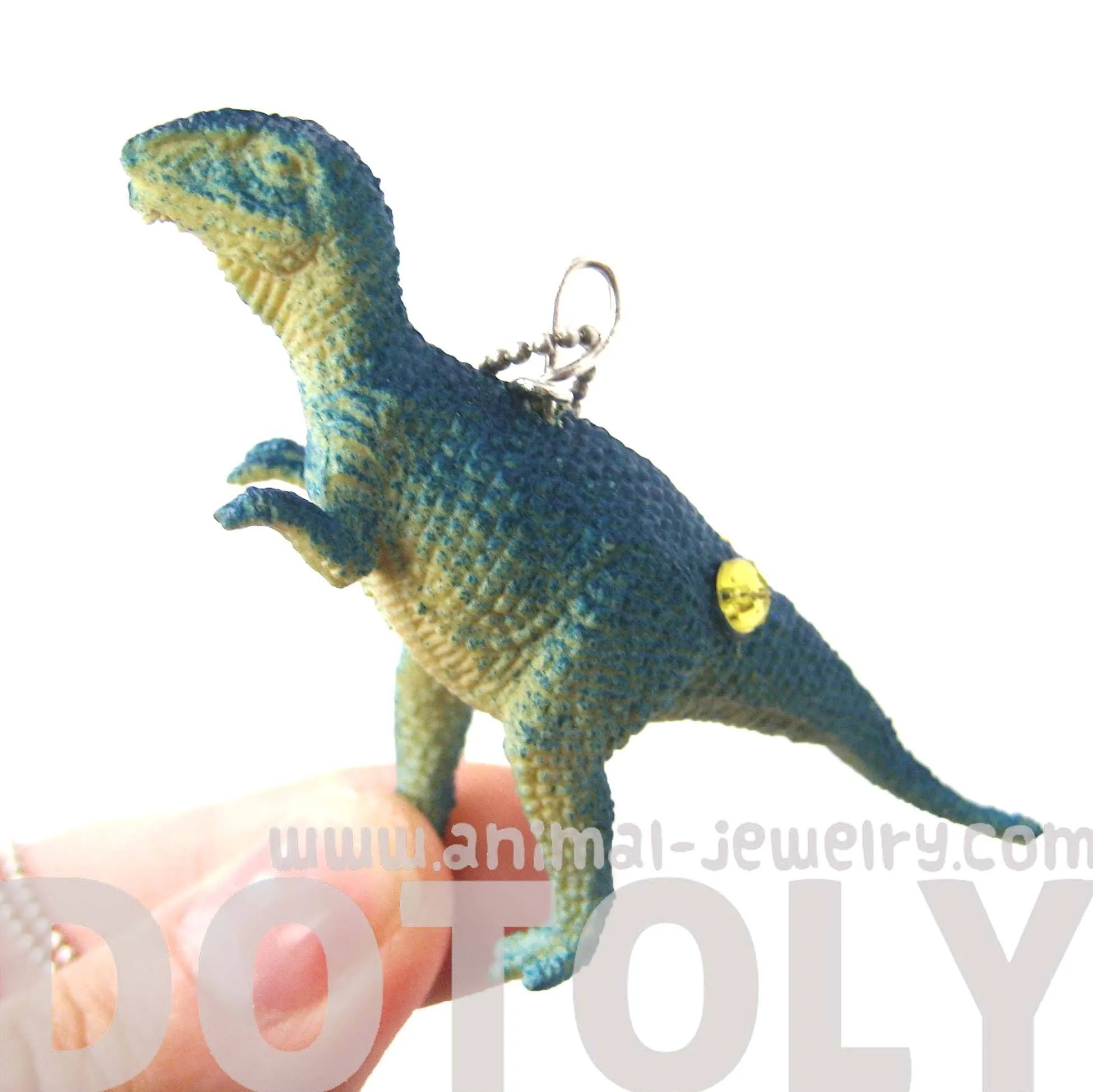 T-Rex Tyrannosaurus Dinosaur Shaped Pendant Necklace in Blue | Animal Jewelry