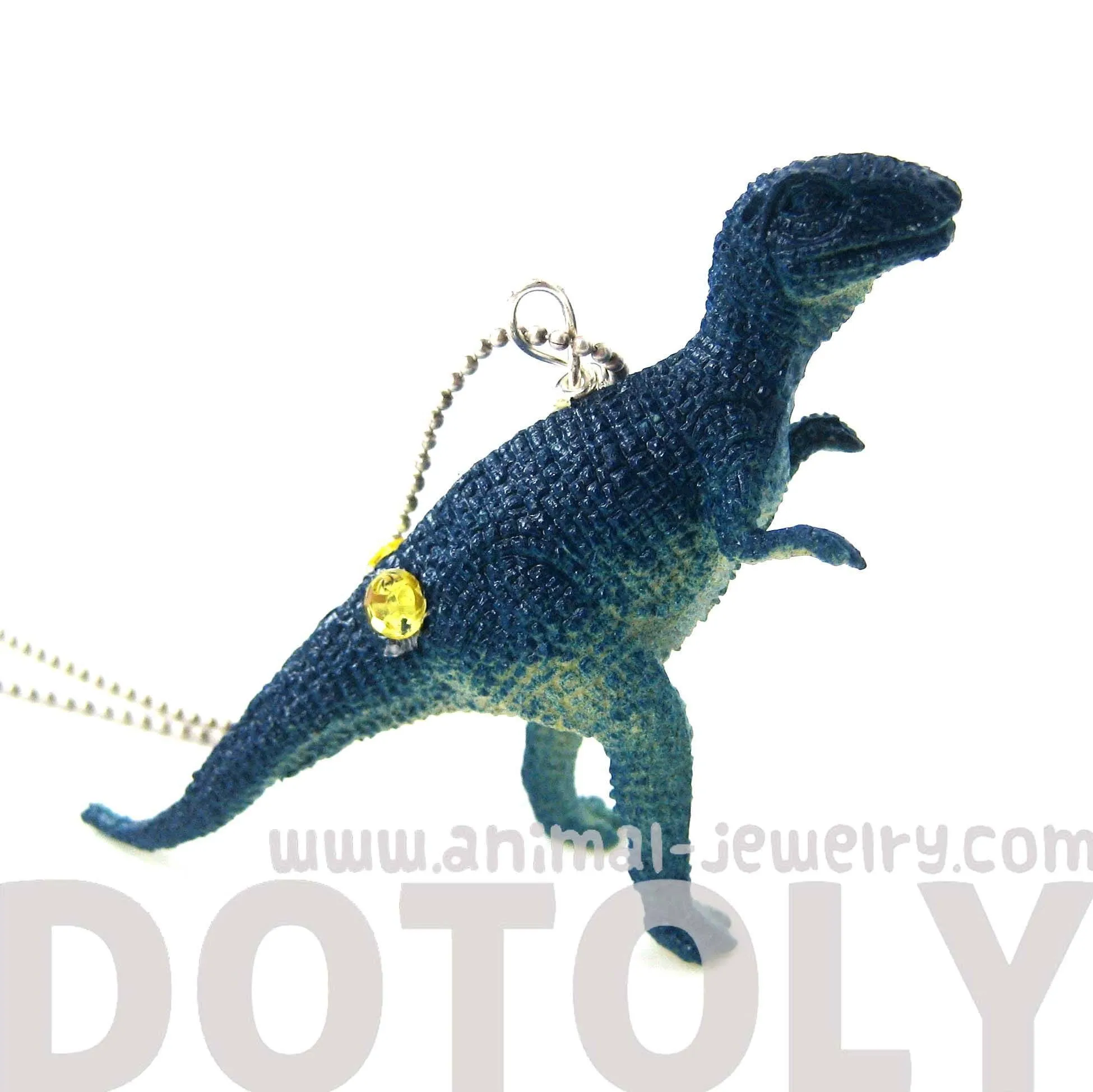 T-Rex Tyrannosaurus Dinosaur Shaped Pendant Necklace in Blue | Animal Jewelry