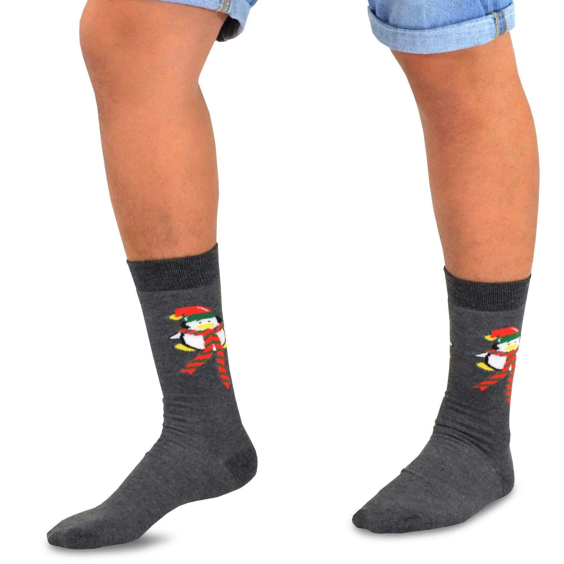 TeeHee Socks Men's Christmas Crew Assorted 12-Pack Gift Box A (51128)