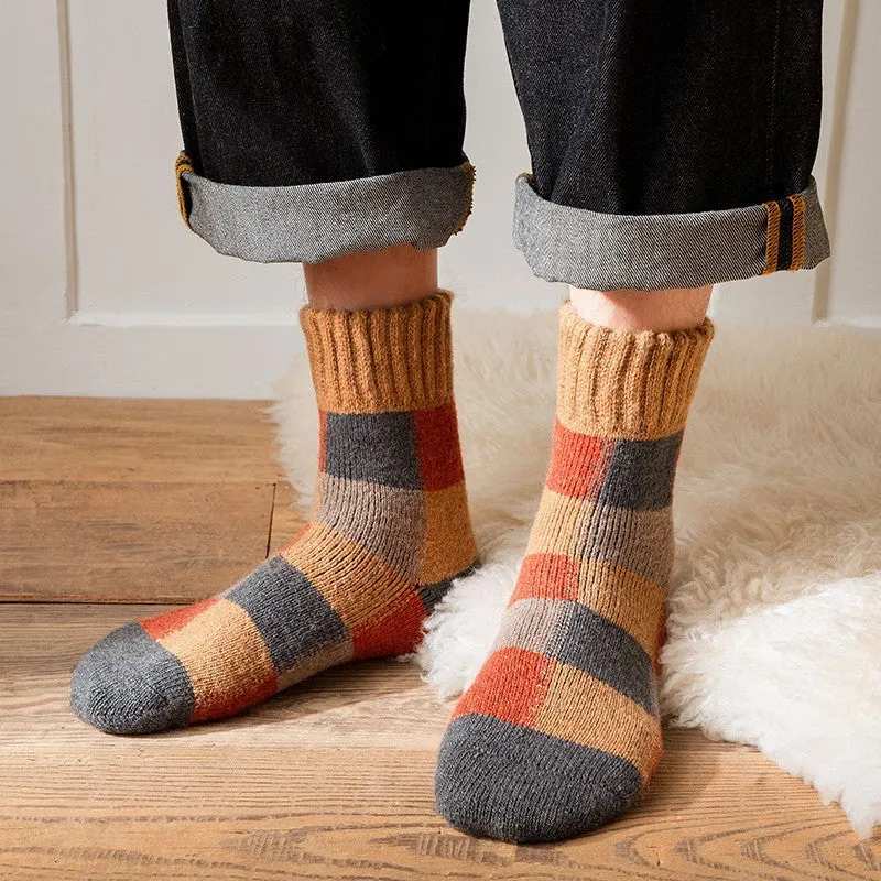 Thickened Fleece-Lined Warm Retro Extra Thick Plaid Tube Socks