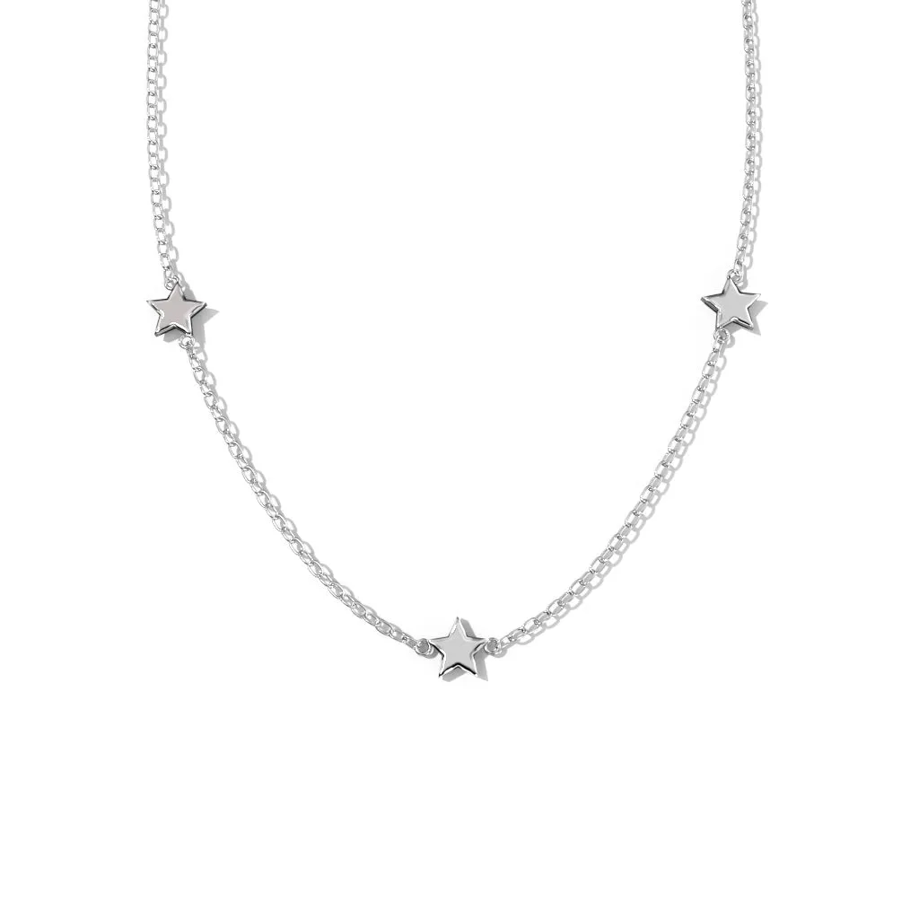 Triple Star Silver Necklace