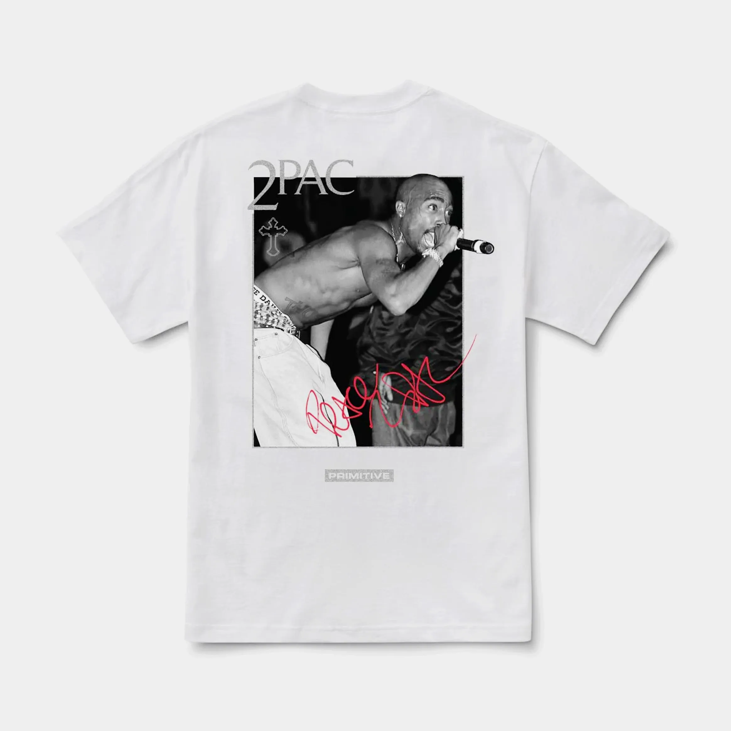 Tupac Encore Mens Short Sleeve Shirt (White/Black)