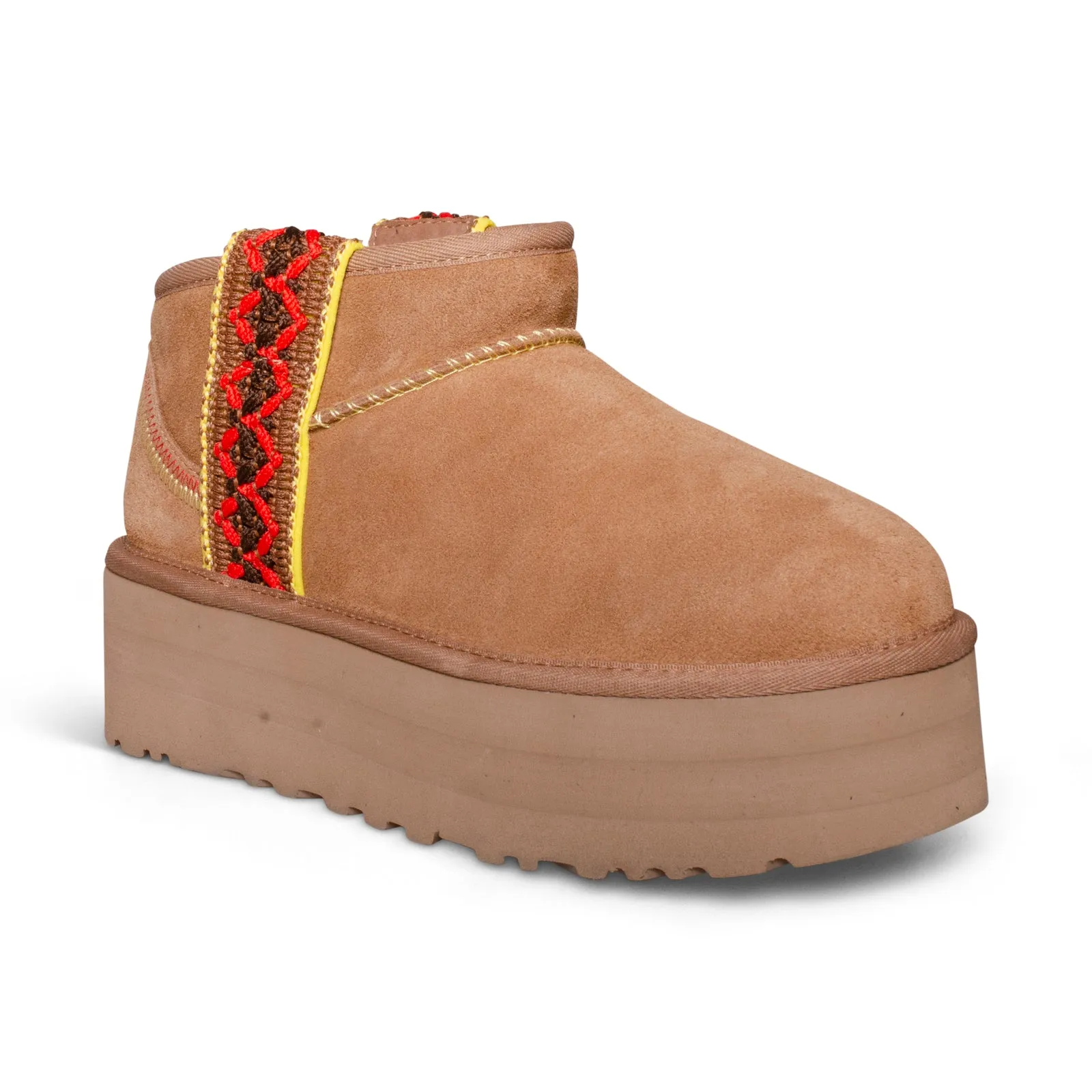 Womens UGG Classic Ultra Mini Braid Platform Boots in Chestnut - Stylish and Cozy Footwear for All Seasons