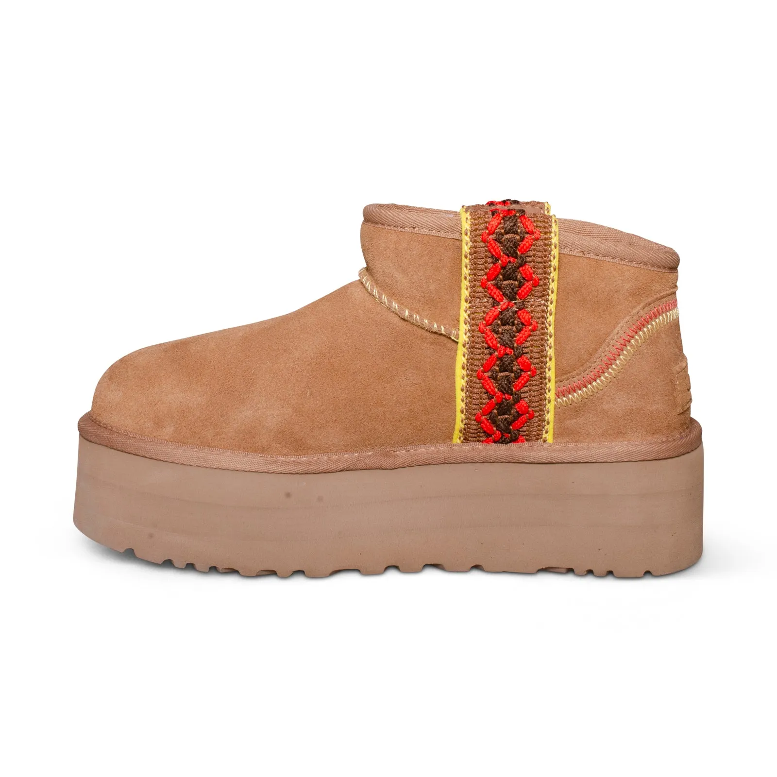 Womens UGG Classic Ultra Mini Braid Platform Boots in Chestnut - Stylish and Cozy Footwear for All Seasons