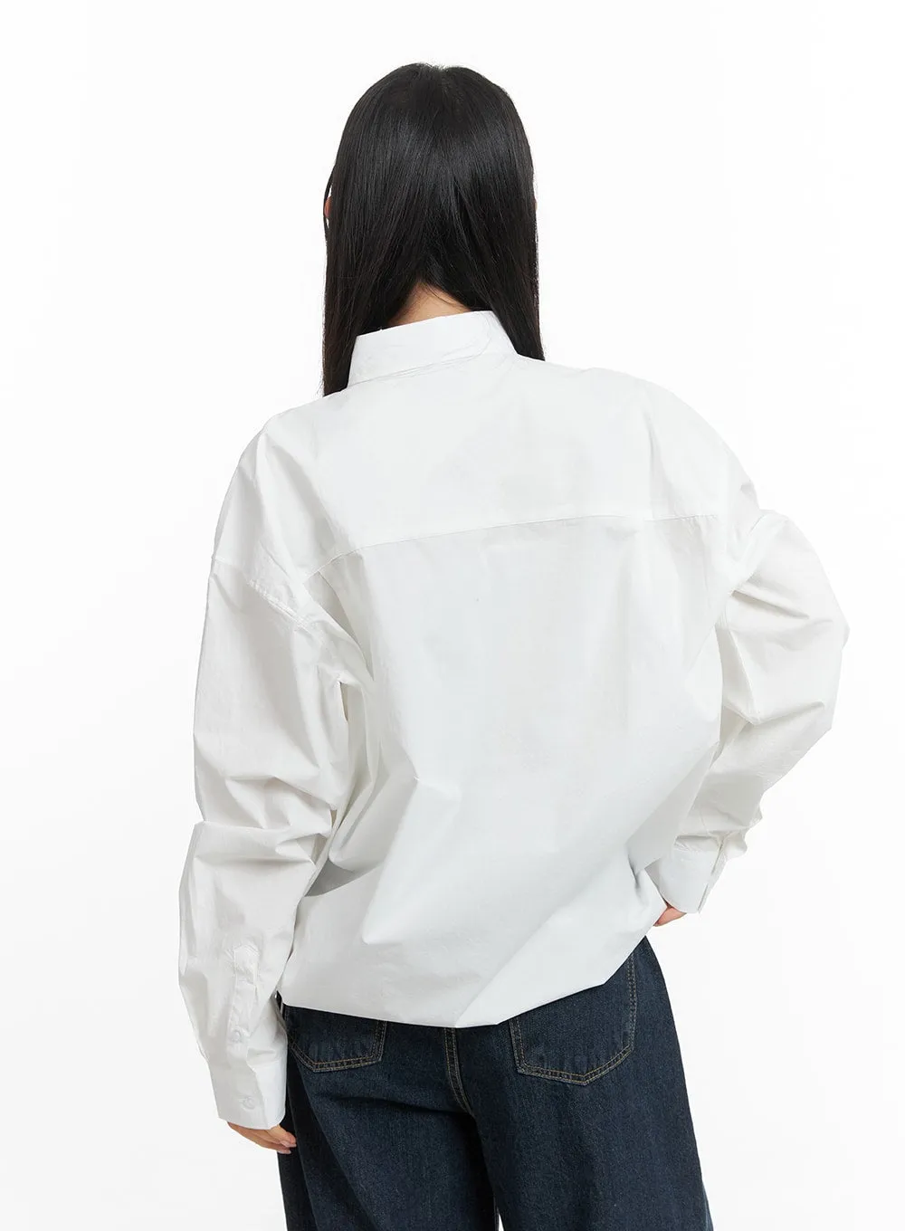 Unisex Drawstring Solid Shirt Blouse CM418