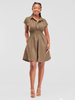 Vivo Zena Shirred Waist Shirt Dress - Hunters