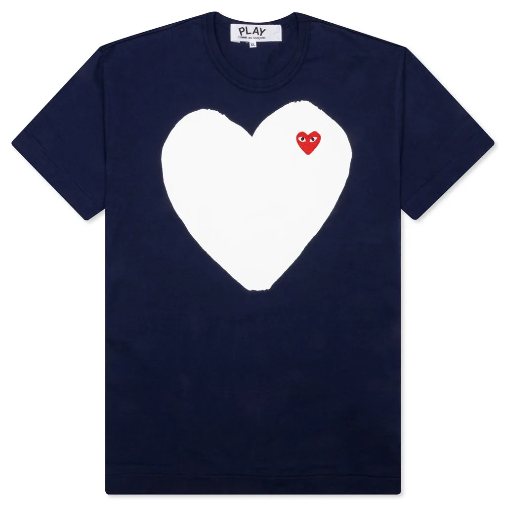 White Heart T-Shirt - Navy