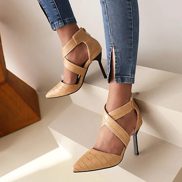 Women's Pointed Toe Crossed Straps Stiletto Heel Sandals